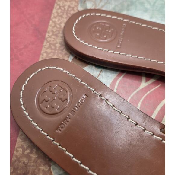 Tory Burch Mini Miller Sandal Size 7 M Brown Leather - Picture 5 of 6